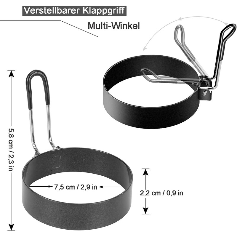 Egg Ring Non Stick, 4 Pack Egg Rings for Frying,