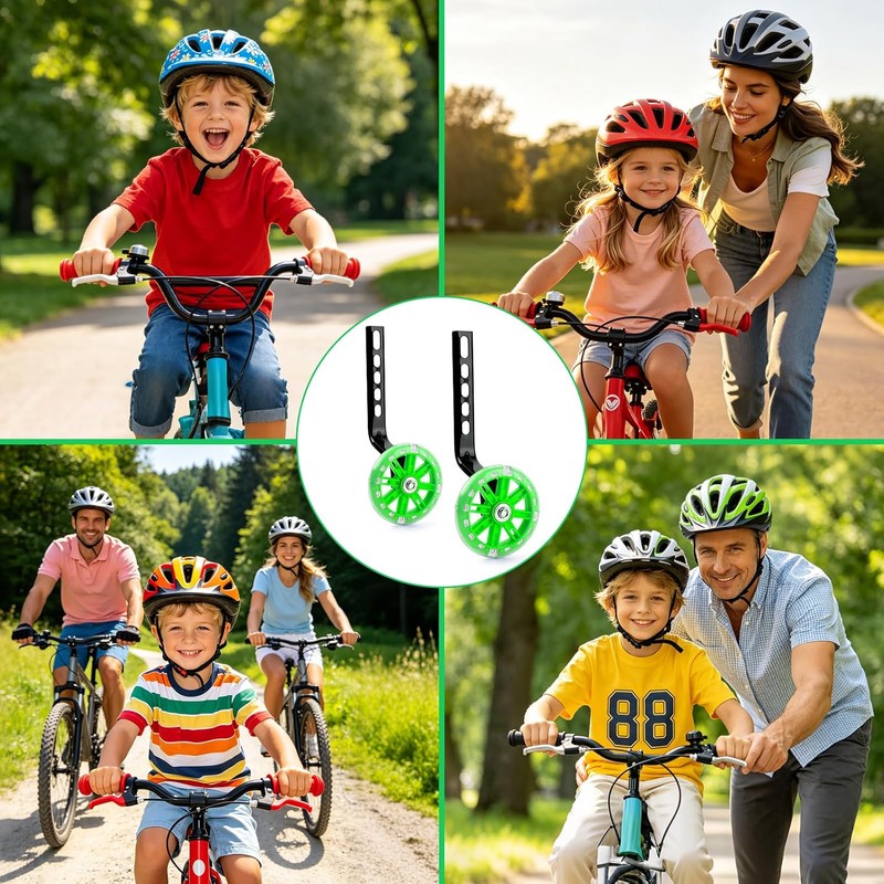 GWMWON Llantitas Bicicleta Llantas Entrenadoras,Ruedas de Entrenamiento LED