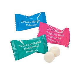 Fun Express Bulk Mints Individually Wrapped - Inspire Faith with 108 Bible Verse Butter Mints Bulk - Sunday School