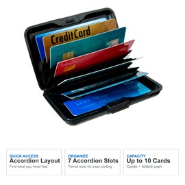 CANTINEY Credit Card Holder RFID Blocking Wallet for Women Men Small Mini Metal Slim Hard Aluminum Business Card Case (Great Wave)