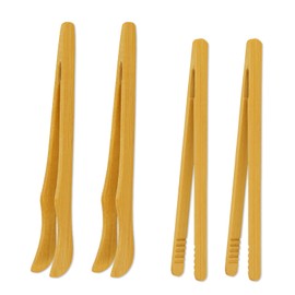 4 Pcs Bamboo Tongs for Toaster,Wooden Tongs for Cooking,Natural Bamboo Structure,Tough Texture, Easy to Clean,Suitable for Toaster, Fruit, Bread, Pickles, Cheese, Bacon and Muffins