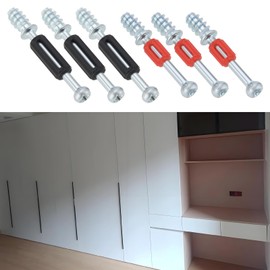 ECSiNG 200PCS Screw-in Wall Plugs Furniture Connector Lock Fastener Screw 6mm Thread 100PCS Red 39mm 100PCS Black 45mm for Wardrobe Cabinet Drawer Dresser