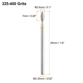 HARFINGTON 12pcs 325-400 Grits Diamond Grinding Bit 2.6mm Oval Head 2.35mm Shank 2.6mm Length Stone Sanding Drill Bits Rotary Tool for Ceramic Glass Nails Grinding Polishing