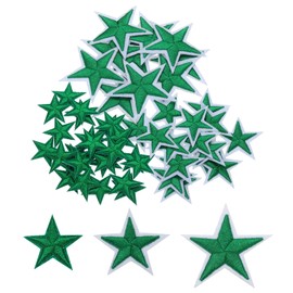 sourcing map 5Star Iron on Patches Embroidered Sew Patches Appliques Garment Embellishments for Clothing Repair Backpack Shoes Decoration 1.14"/1.54"/2.1" Pack of 50 (Dark Green)