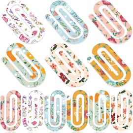Tinlade 12 clips de papel acrílico de flores gigantes, clip floral multicolor para oficina amantes de los libros, suministros de regreso a la escuela, accesorios de computadora, papelería, regalo de