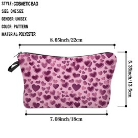 Livel lhood Pink Heart Makeup Bag Cute Small Organizer Zipper Pouch Pink Heart Cosmetic Bag Birthday Present for Women Friends, hzj0767