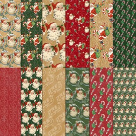 12 Designs Christmas Pattern Paper Pack, 24 Sheet Christmas Scrapbook Paper, Winter Decorative Craft Paper, Cardstock Paper Pad, Recyclable Wrapping Paper for Card Making Scrapbook (B)