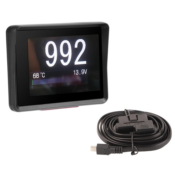 Multifunction Car Display, Car Temperature Speedometer, OBD Vehicle Display, Car OBD Multifunction Meter, Digital Temperature, Voltage and Speed HUD Display, Intelligent Alarm