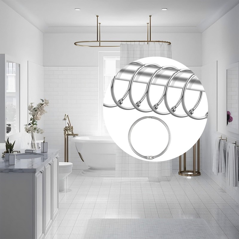 Oenothera 50 Pieces Curtain Pole Rings, 50mm Internal Diameter Curtain