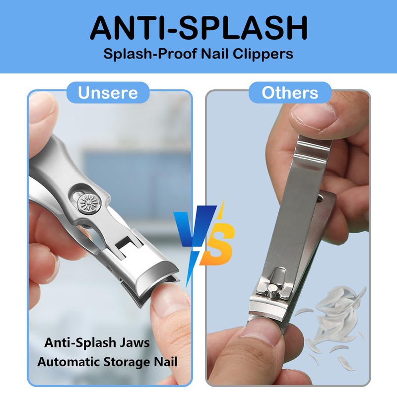 German Grip Nail Clippers with Catcher File & Safety Lock,