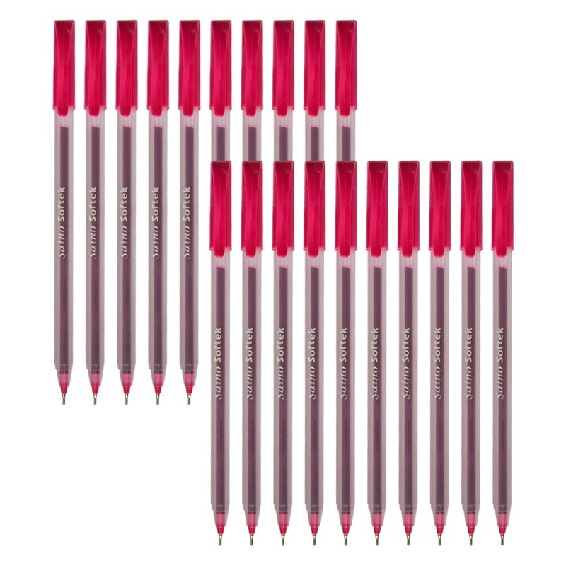 SAINO Softek Ballpoint Pens, PINK, Fine Point (0.7mm), Pack of