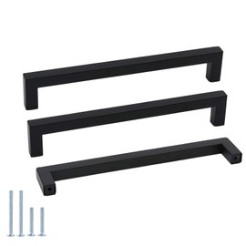 15Pack Goldenwarm Black Dresser Pulls Drawer Handle Stainless Steel Modern Hardware for Kitchen and Bathroom Cabinets Cupboard,Center to Center 7-1/2in(192mm)