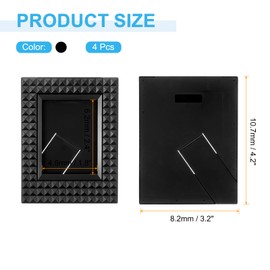 sourcing map 2 x 3 Picture Frame, 4 Pcs Mini Plastic Photo Frame Rustic Retro Photo Frame for Desktop Display Photos Paintings Landscape Posters Artwork, Black