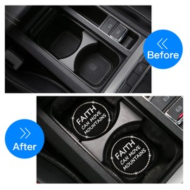 2 Pack Bling Car Cup Holders, 2.75 Inch Bling Crystal Rhinestone Soft Anti-Slip Cup Mats Auto Drink Coasters Car Interior Decoration Accessories for Women or Girls (Black)