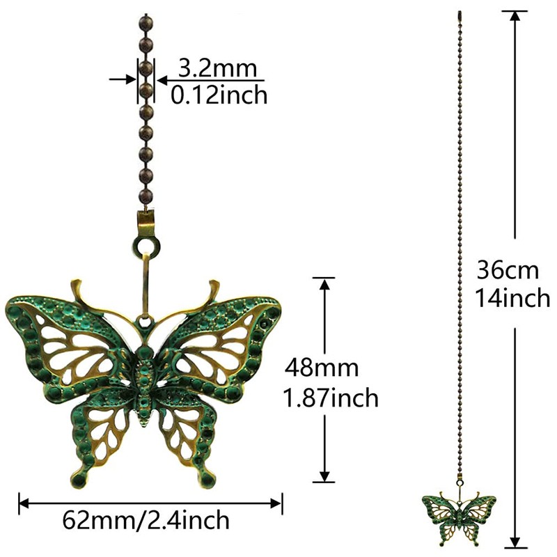 Hyamass 2pcs Vintage Butterfly Pendant Ceiling Fan Danglers Fan Pulls