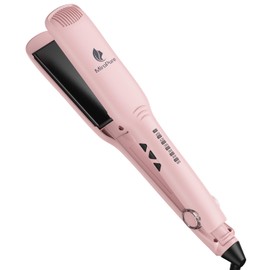 MiroPure 1.5" Flat Iron Hair Straightener with 30S Fast Heating & 60min Auto Shut-Off, Straightener and Curler 2 in 1 3D Ceramic Plates with Smooth Comb Cover for Less Frizz,Pink