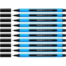 Schneider 152201 Ballpoint Pen Slider Edge with Cap XB Black Barrel Colour: Cyan-Black, 10 Count (Pack of 1)