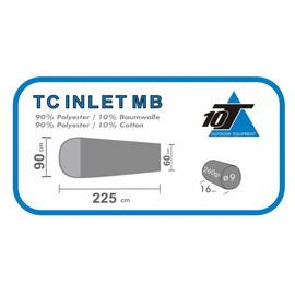 10T Outdoor Equipment Unisex's Tc Inlet Mb Sleeping Bag Liner, Blue, 225 x 90 cm