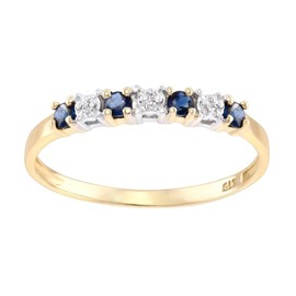 Old English Jewellers 9ct Yellow Gold Blue Sapphire & Diamond Eternity Ring - size J to S (P)