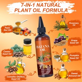 Batana Oil for Hair Growth, 7-in-1 Natural Organic Batana Oil for Men & Women, Repairs Damaged Hair, Reduces Hair Loss, Enhances Thickness, Suitable for All Hair Types, 120ml