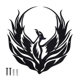 EANAGO Phoenix Metal Decoration Wall Decoration Living Room Dining Room Kitchen Office Black