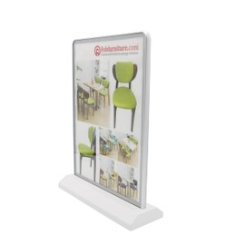 Fohfurniture A4 11.69" x 8.27" Dual-Sided LED Backlit Poster Frame, Photo Frame Sign with Rechargeable Battery, LED lightbox for Ads, Flyers, and Restaurant Menus, Silver