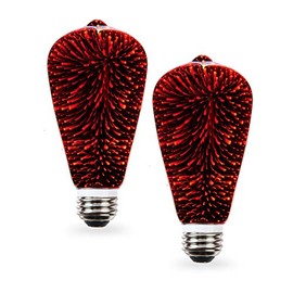 SLEEKLIGHTING Red 3D Fairy Like Firework Light Bulb with Galaxy Inspired Light ST19 LED Medium Base Lightbulb for Most Lamp Pendant and Ceiling Fixture Red Colored Decorative Style Light Bulb
