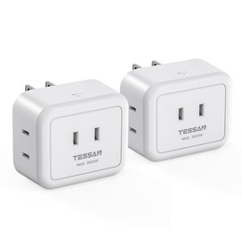 Octopus Outlet, Power Tap, Outlet Tap, Tessan, Octopus Wiring, 3 AC Outlets, Lightning Guard, Outlet, 3 Outlets, Multi-Tap, Charging Tap, Compact, Set of 2