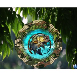 Unbranded Love of Fishing 10inch Wind Spinner Birthday Christmas Gift Camo Bass