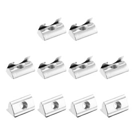 uxcell 10Pcs M6 T Nuts Roll in Spring, T Nut with Spring Sheet Carbon Steel Nickel Plated for 3030/4040 Series Slot Aluminum Profile