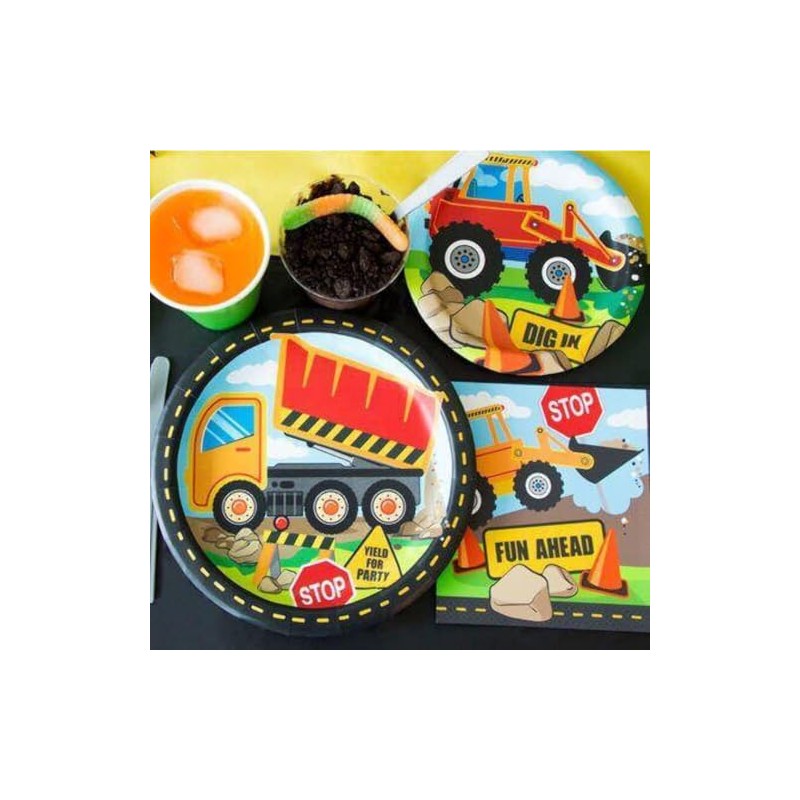 Multicolored Construction Party Beverage Napkins, 16-Pack - Perfect for Kids'