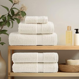 vidaXL Cotton Guest Towels - Set of 4 Cream 30x50 cm | Super Absorbent 600 gsm | Multipurpose Kitchen/Gym/Face Towels | Machine Washable with Hanging Loop