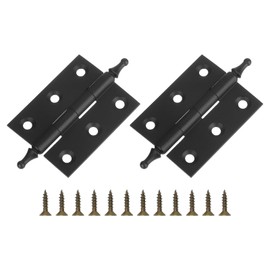 sourcing map 2Pcs 2 x 0.91 Inch Door Hinge Solid Brass Hinge Folding Butt Hinge Ball Bearing Cabinet Door Hinge with Screws for Door Cabinet, Black