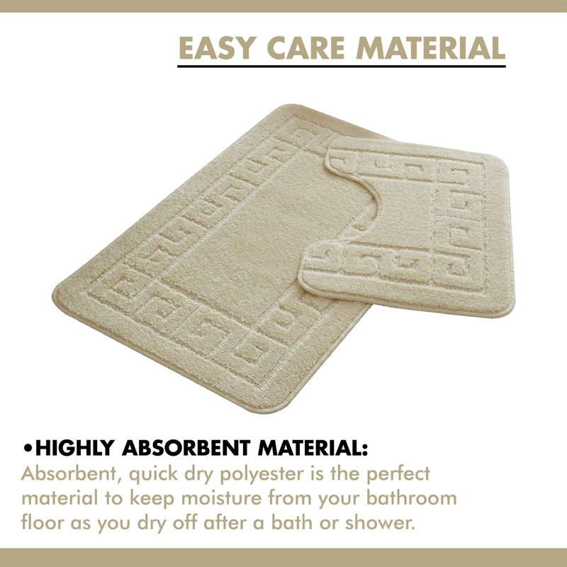 Lions 2 Piece Non Slip Striped Bath Mat & Pedestal