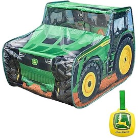 John Deere Pop Up Tent – Tractor Playhouse for Kids | Removable Key Fob with Tractor and Farm Sounds | Vehicle Toys for Toddlers - Sunny Days Entertainment
