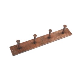 Premier Copper Products RH4 Hand Hammered Copper Quadruple Robe / Towel Hook, Oil Rubbed Bronze