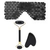 3pcs Obsidian Facial Roller Gua Sha Board Therapy Blindfold Beauty