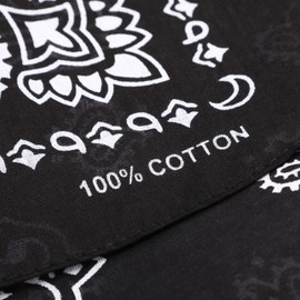 Kigeli 10 Packs Extra Large Bandana 27 x 27 Inch Large Cotton Paisley Fine Bandana Square Scarf Headwear for Women Head Face(Black,Simple Pattern)
