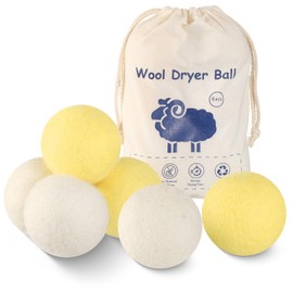 Wool Dryer Balls XL 6 Pack Pure Organic Wool Premium Reusable Fabric Softener New Zealand Sheep Wool Ball for Dryer Natural Fabric Softener Saves Drying Time