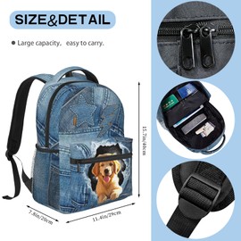 Quelindra Cute Dog Backpack Dog Denim Animals Bookbags For Schools Girls Backpack Kids Backpacks For Girls In Preschool Kindergarten Elementary School Lightweight Kawaii School Backpacks