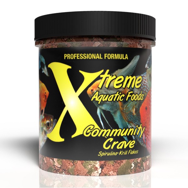 Xtreme Community Crave Flake - Krill & Spirulina Blend for Vibrant Colors, Immune Support and Digestive Health, Tropical & Freshwater Fish Nutrition – Premium Community Aquarium Food (1oz)