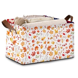 Mogifedc Storage Basket,Storage Bins Laundry Basket Collapsible Bin for Home,Office,Clothes,Books(Colored Maple Berries)