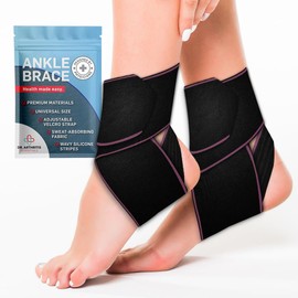 Dr. Arthritis Essentials Ankle Brace Support for Women & Men, Stabilizing Wrap for Sprains, Tendonitis, Achilles Injuries, Running, Basketball & More, Fits Left & Right Foot (Pink - 2 Pair)