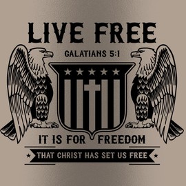 Hold Fast Kerusso Live Free Christ Has Set Us Free - Galatians 5:1-40 Ounce Kitchen-grade Stainless Steel Travel Tumbler with Lid and Straw, Black and Tan
