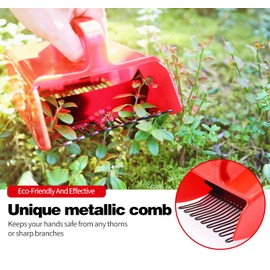 Berry Picker, 2 Pack Berry Pickers and Rakes with Metallic Comb and Ergonomic Handle for Easier Berry Picking, Blueberry Rake Scoop for Blueberries, Lingonberries and Huckleberries(2 Pack)