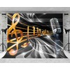 Microphone Music Note Photography Backdrop, Polyester, 9x6ft