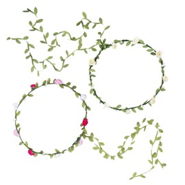 AWAYTR 2Pcs Fashion for Bohemian Style Wedding Bride Bridal Headdress Floral Flower Garland Headwear Headbands (Cream white+mixed-color)