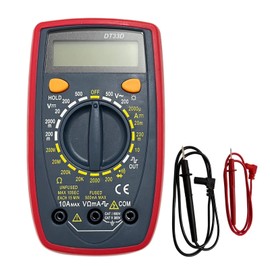 Pocket Manual Ranging Digital Multimeter with 2 Test Leads Set, Backlight LCD, Volt Amp Ohm hFE (DC Amplification) Test NPN PNP Transistor Diodes Audible Continuity Tester