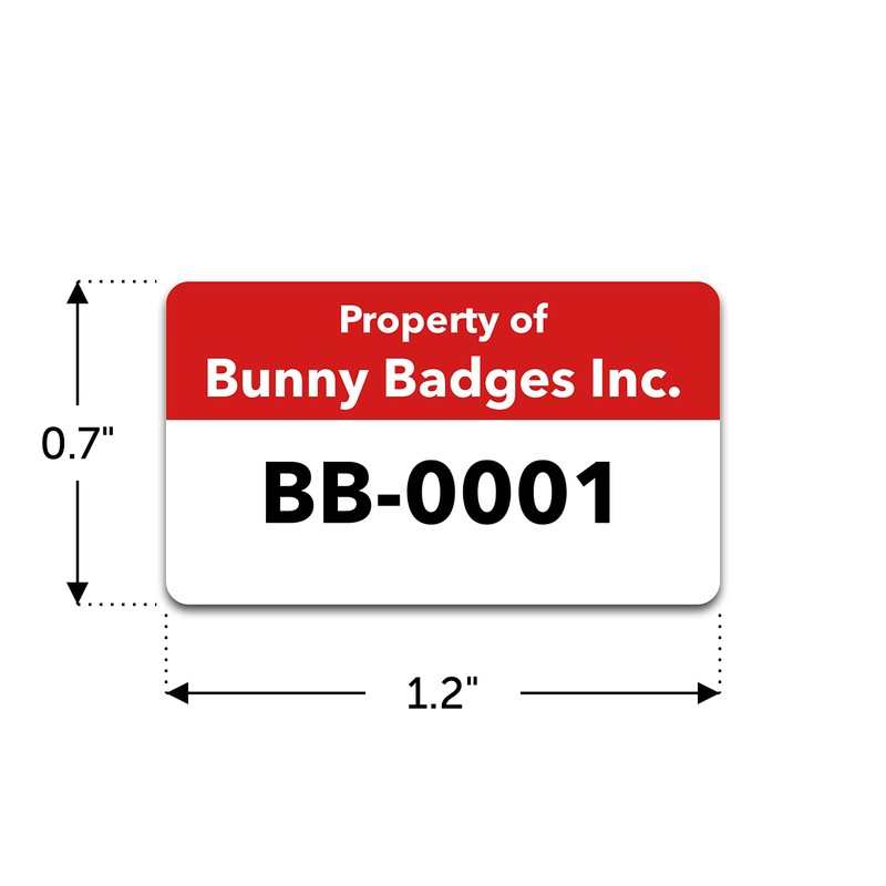 Custom Asset Tags - Asset Labels with Sequential Numbers -
