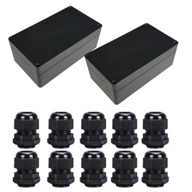 Eruceky Pack of 2 Electronic Junction Box, Project Box, Electronic, ABS Empty Casing, Plastic, Small for Wet Rooms, Electric Box